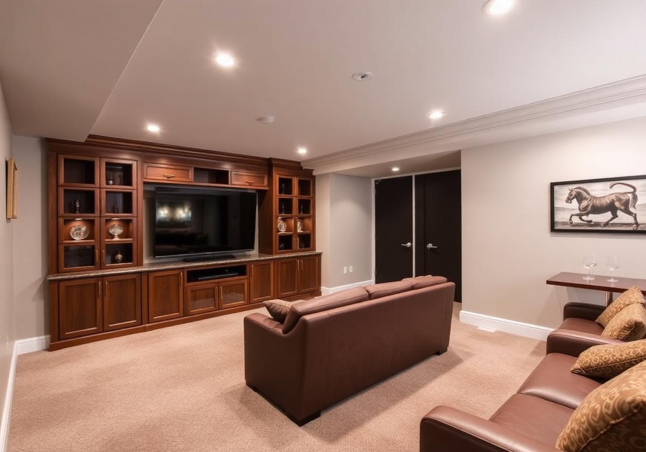 Walnut built-ins & wet bar