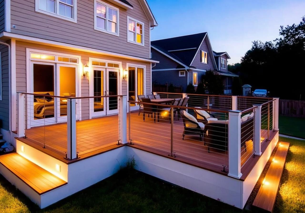 Composite deck w/ cable rail